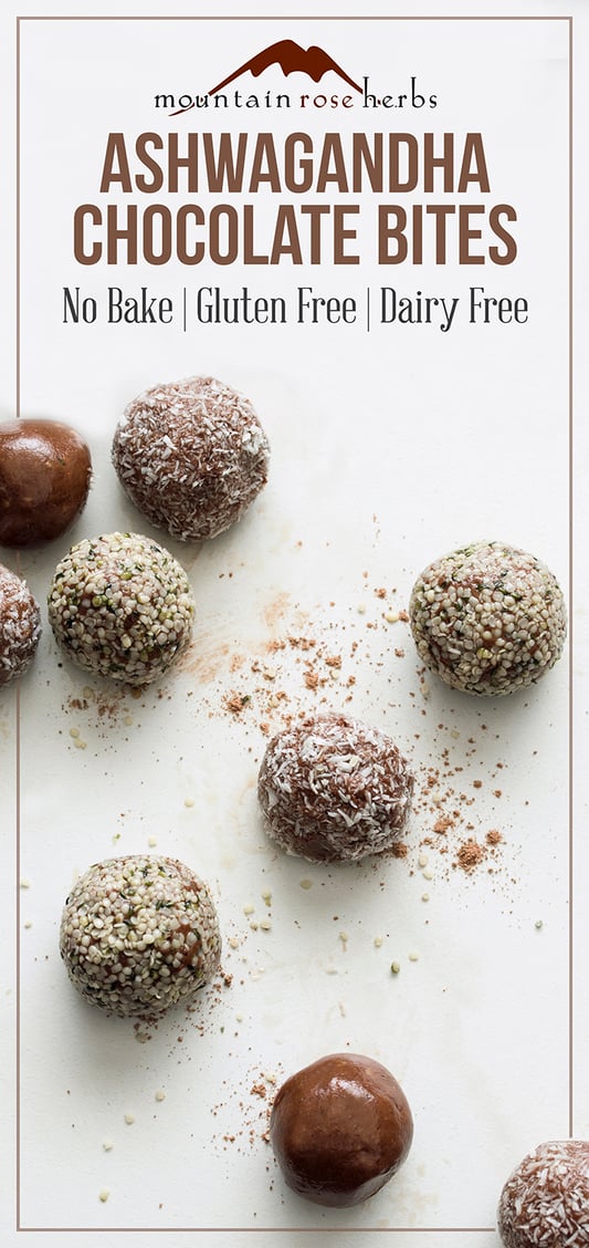 Gluten free, paleo, no-bake energy bites using ashwagandha and spices. 