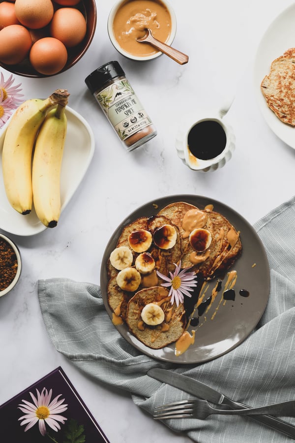 Banana pancakes with chaga maple syrup