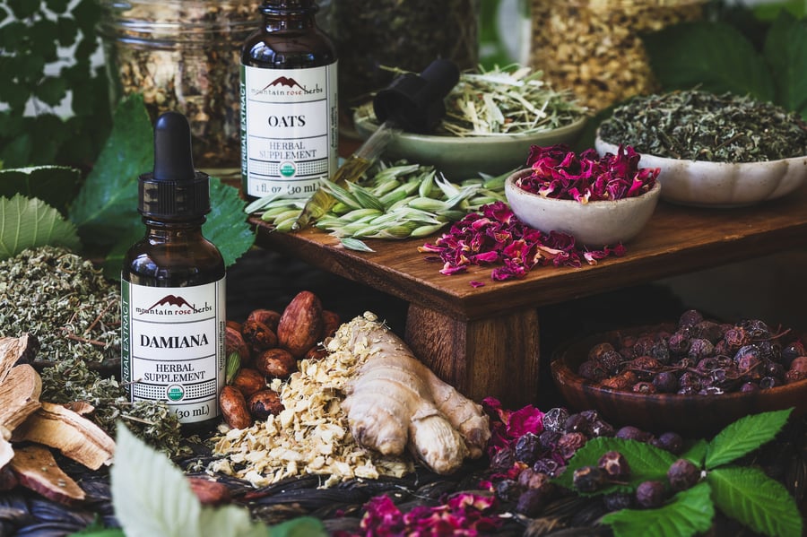 A selection of herbs with aphrodisiac and calming properties
