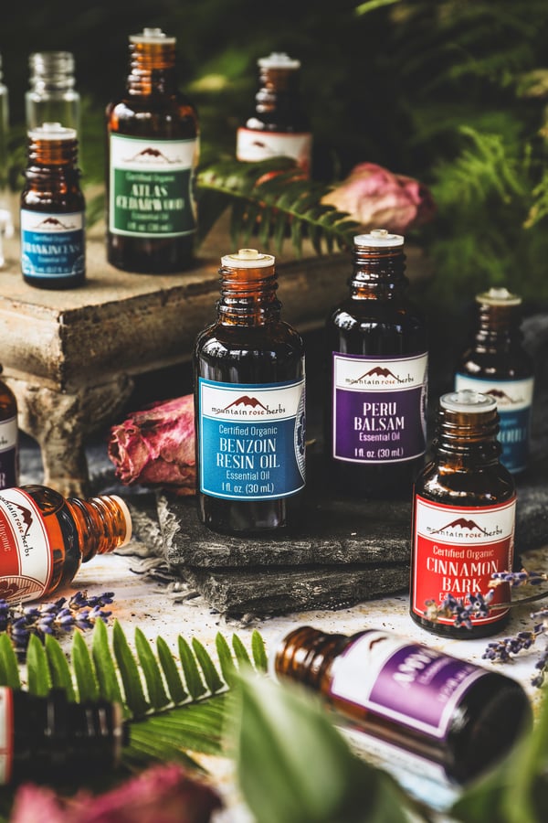A selection of base note essential oils