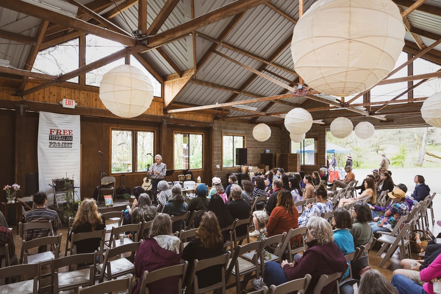 A gathering of budding herbalists and herb enthusiasts attend a presentation