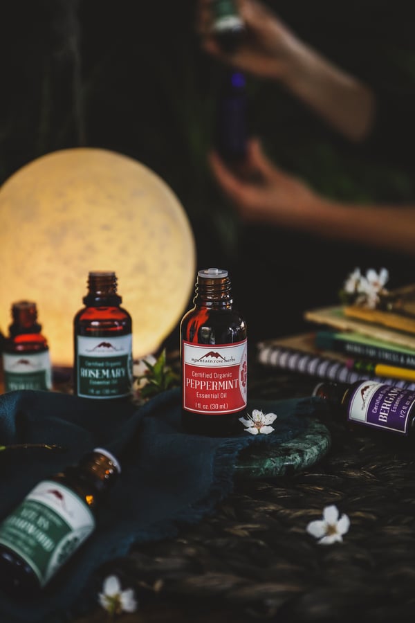 Bottles of Essential Oils for DIY focus blend. 