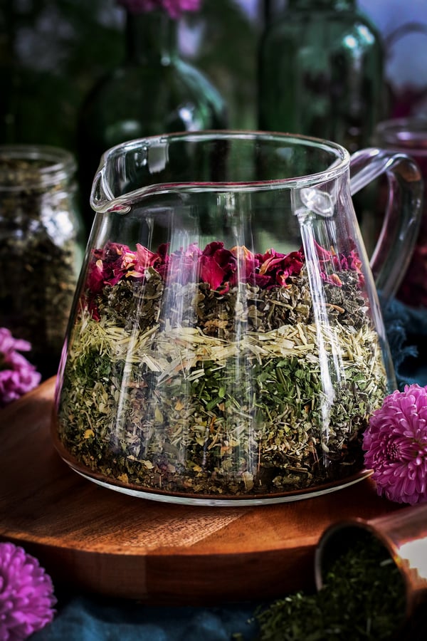 A blend of herbs for a homemade tea blend