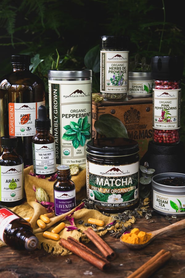 A selection of USDA Certified Mountain Rose Herbs products