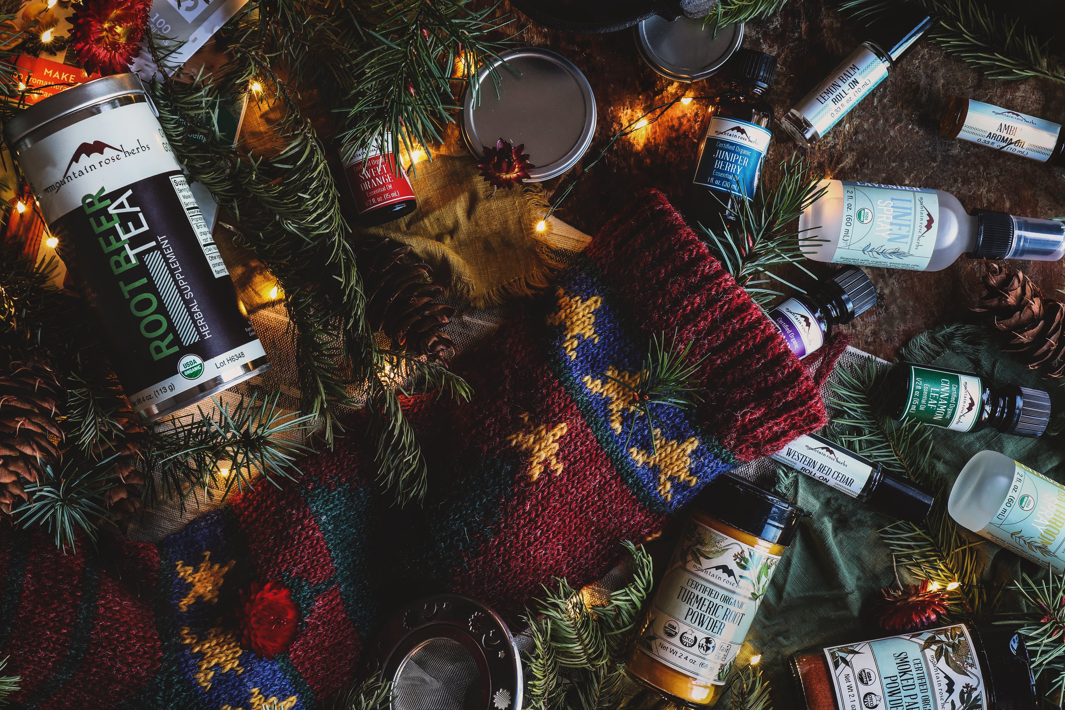 A festive display of herbal gifts under 20