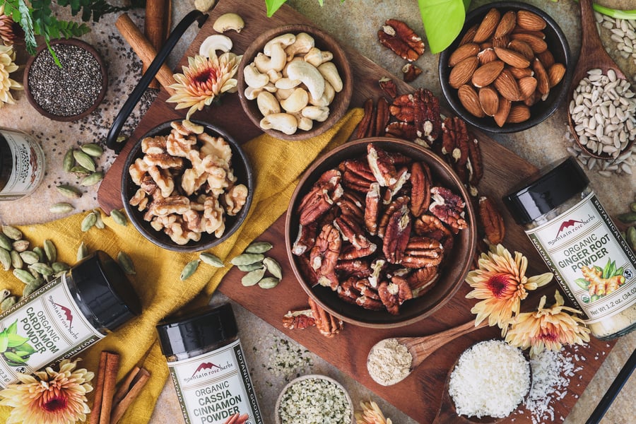 Ingredients for grain free granola out on a counter top