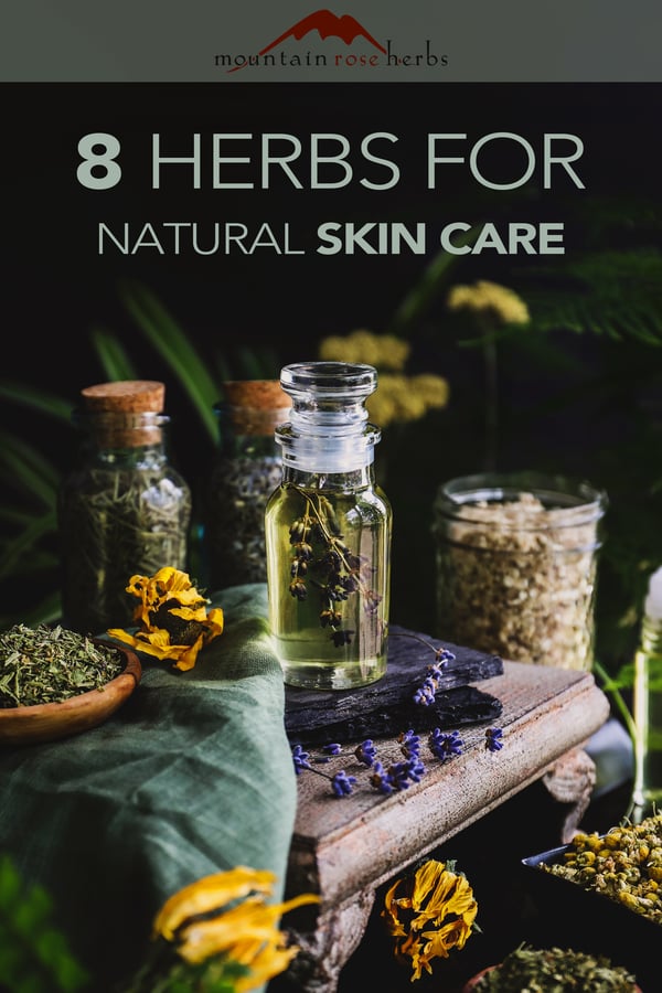 8 of the Best Herbs for Natural Skin Care Pinterest pin for Mountain Rose Herbs
