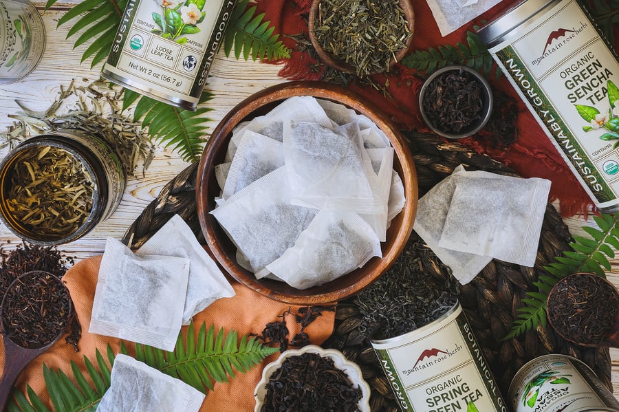 An assortment of teas that are recommended for kombucha