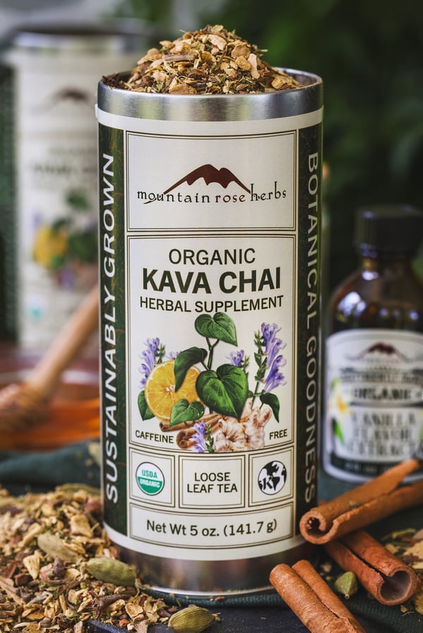 A tin of kava chai tea