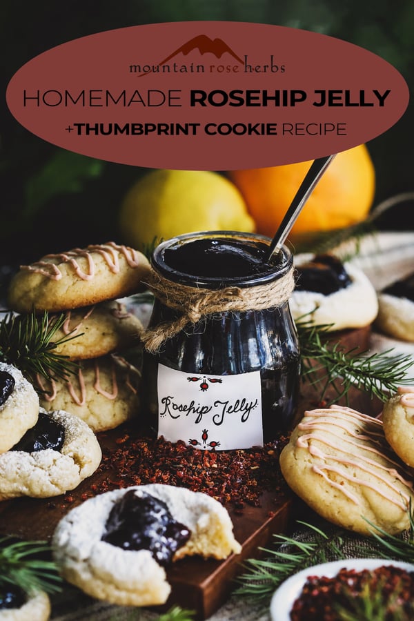 Rosehip Jelly and Thumbprint Cookie Pinterest Photo