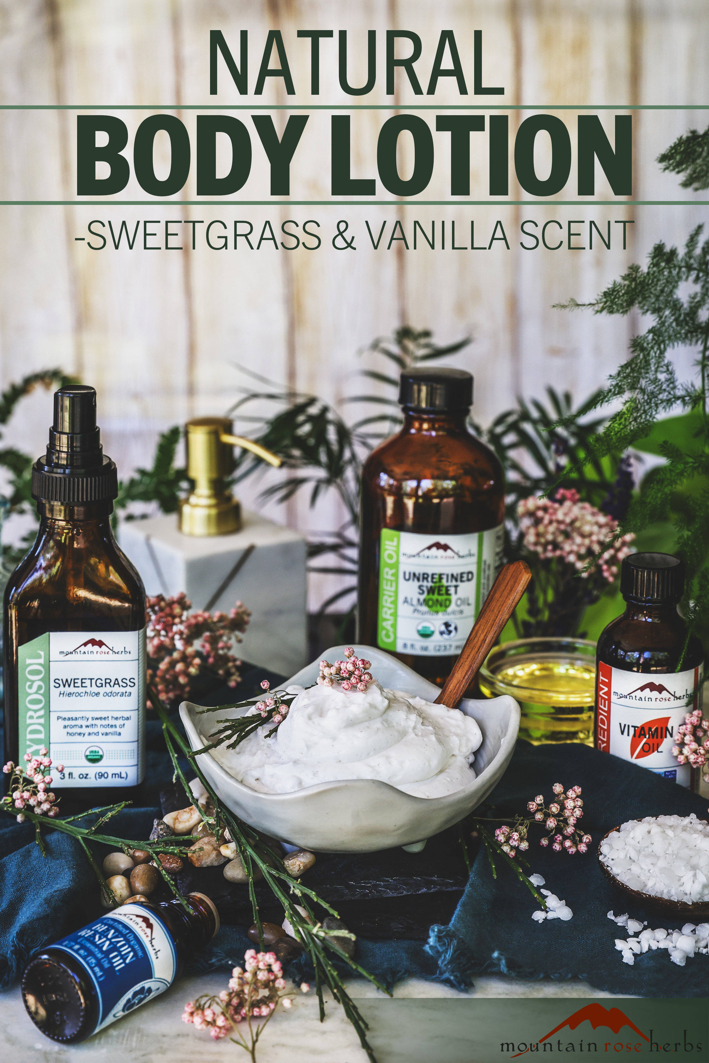 Homemade Lotion with Organic Sweetgrass Hydrosol