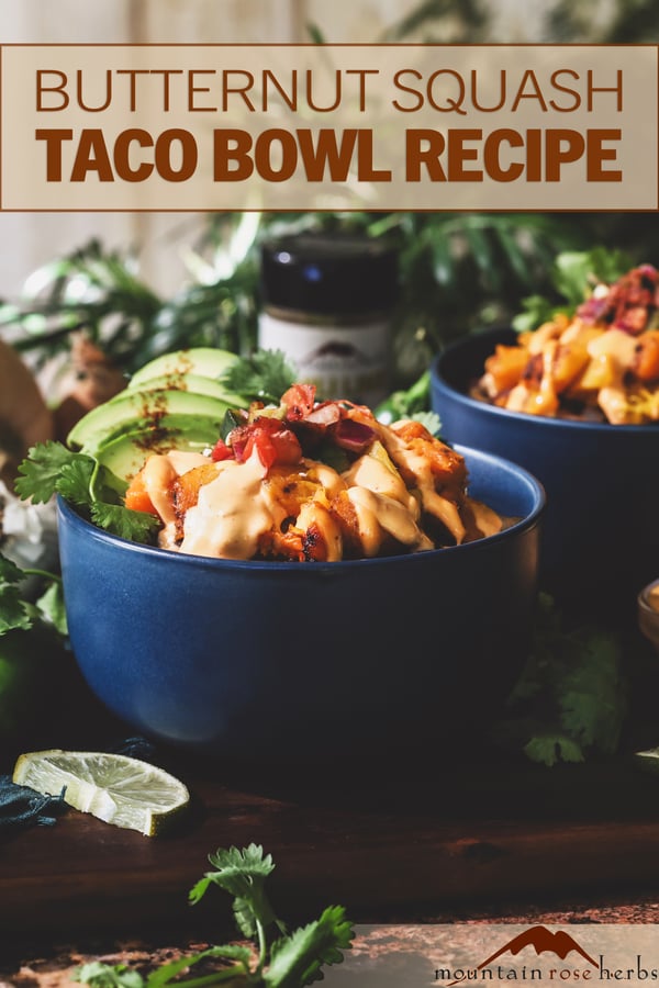 Taco Bowl with Roasted Butternut Squash and Black Beans
