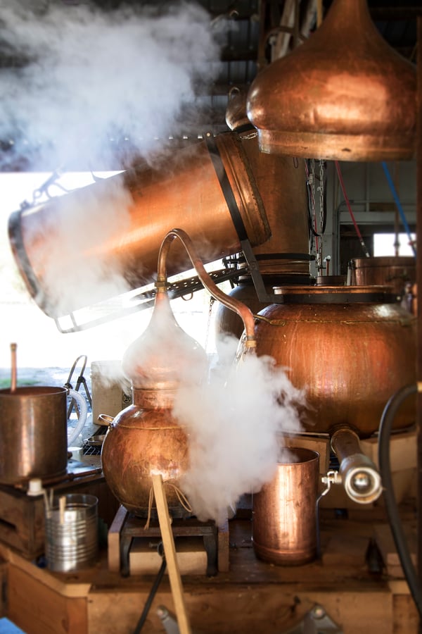 A copper still used for hydrosol distillation