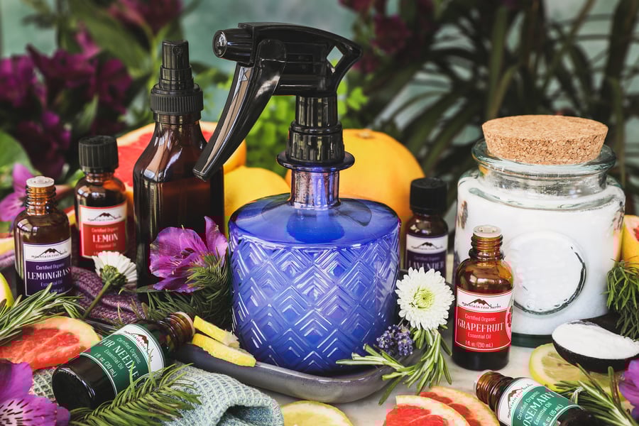 An assortment of natural DIY cleaning products