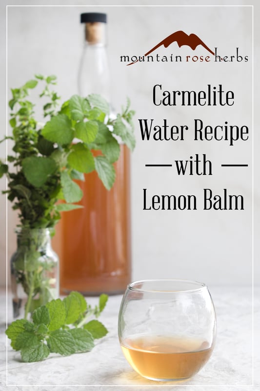 Carmelite water recipe Pin for Pinterest from Mountain Rose Herbs