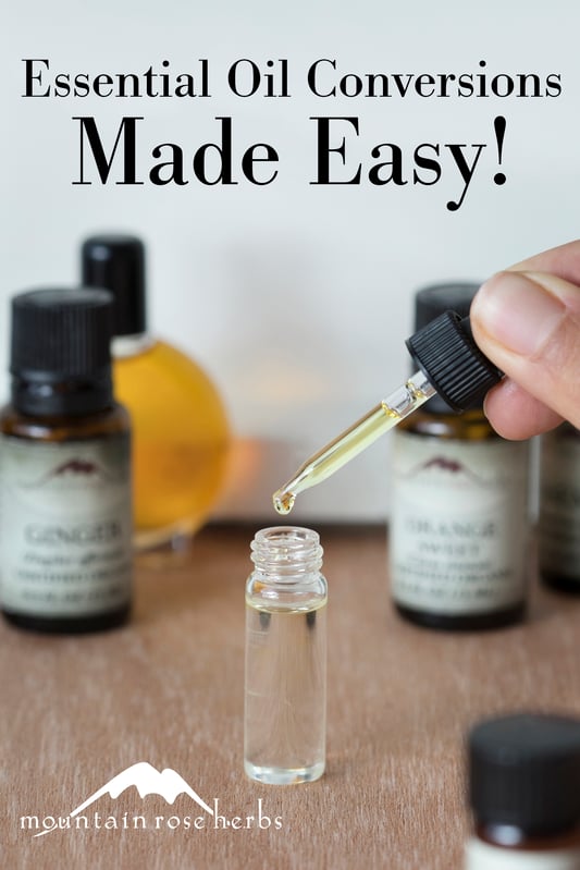 Essential Oil Conversions Made Easy Pin for Pinterest by Mountain Rose Herbs