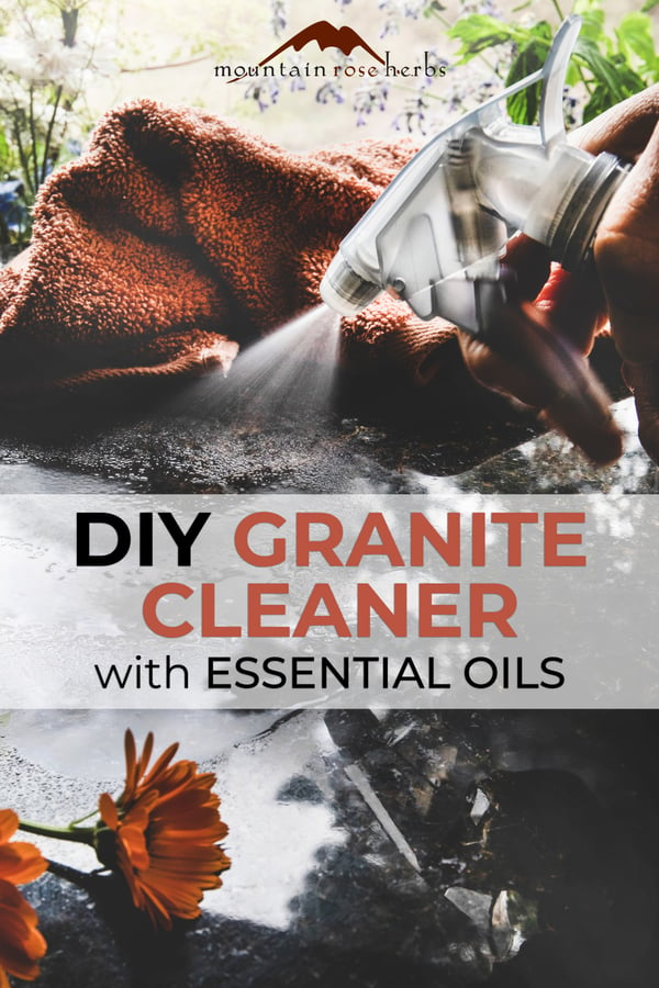 Homemade Granite and Marble Countertop Cleaner with Essential Oil Pinterest pin for Mountain Rose Herbs