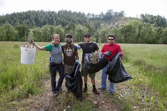 Friends doing an outdoor clean up