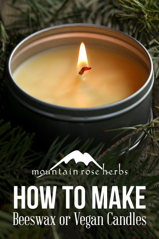 Pinterest pin for how to make beeswax or vegan candles