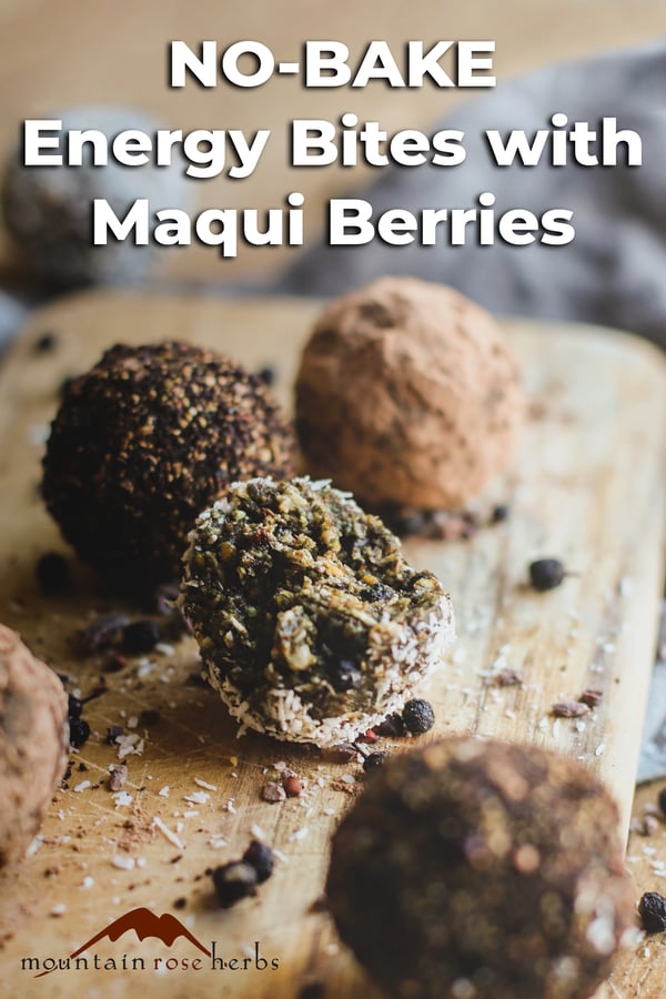 Protein & Energy Balls with Maqui Berries Pinterest pin for Mountain Rose Herbs