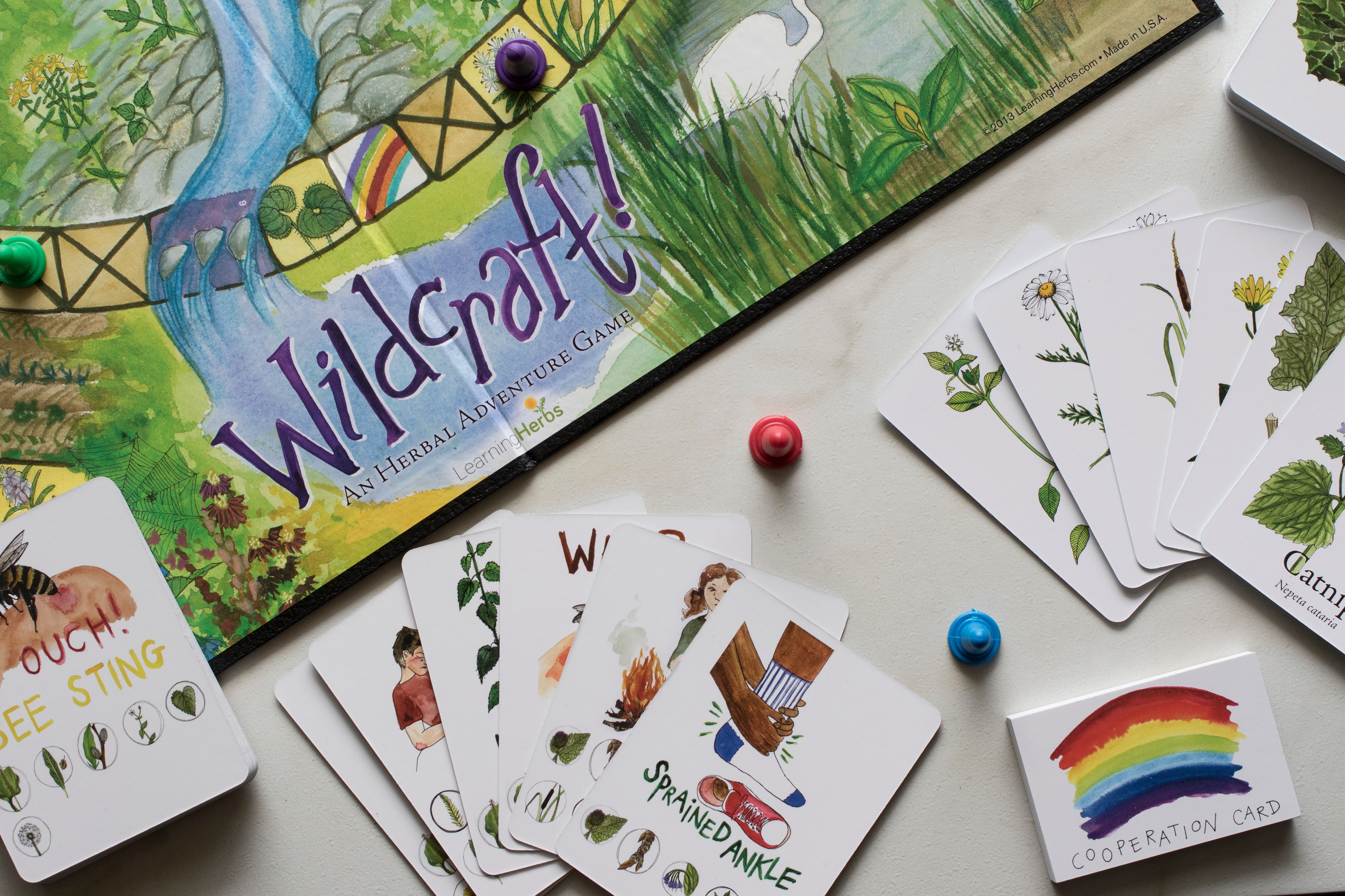 pieces and board from wildcrafting herbal board game