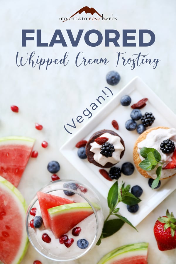 Flavored whipped coconut cream topping Pinterest pin for Mountain Rose Herbs