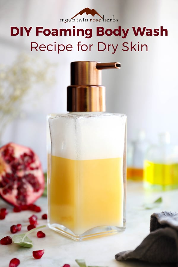 DIY Foaming Hand and Body Soap Recipe Pinterest pin for Mountain Rose Herbs