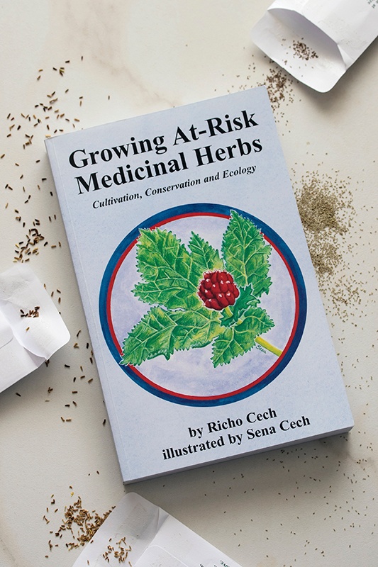 Book cover of Growing At-Risk Medicinal Herbs By Richo Cech
