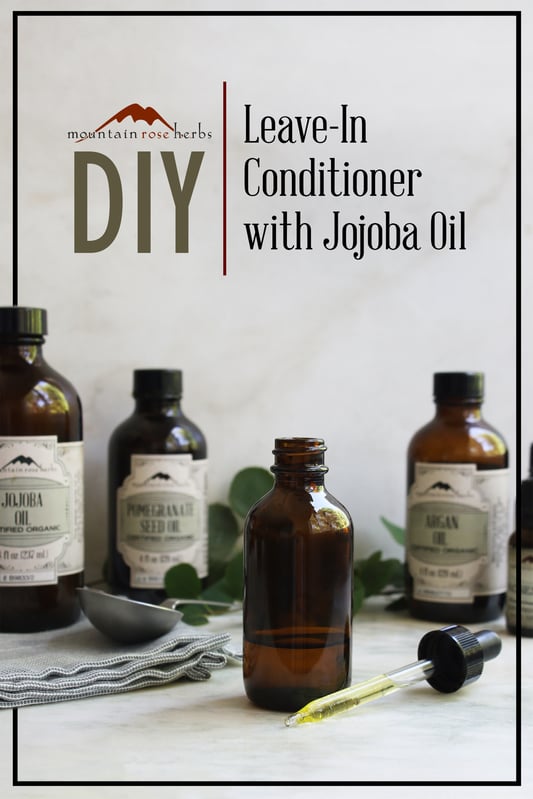 Pinterest link to Mountain Rose Herbs. A collection of organic oils, including jojoba, argan, and pomegranate seed, all come together to make a DIY hair moisturizer. 