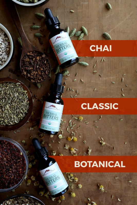 Chai, classic, and botanical bitters from Mountain Rose Herbs.