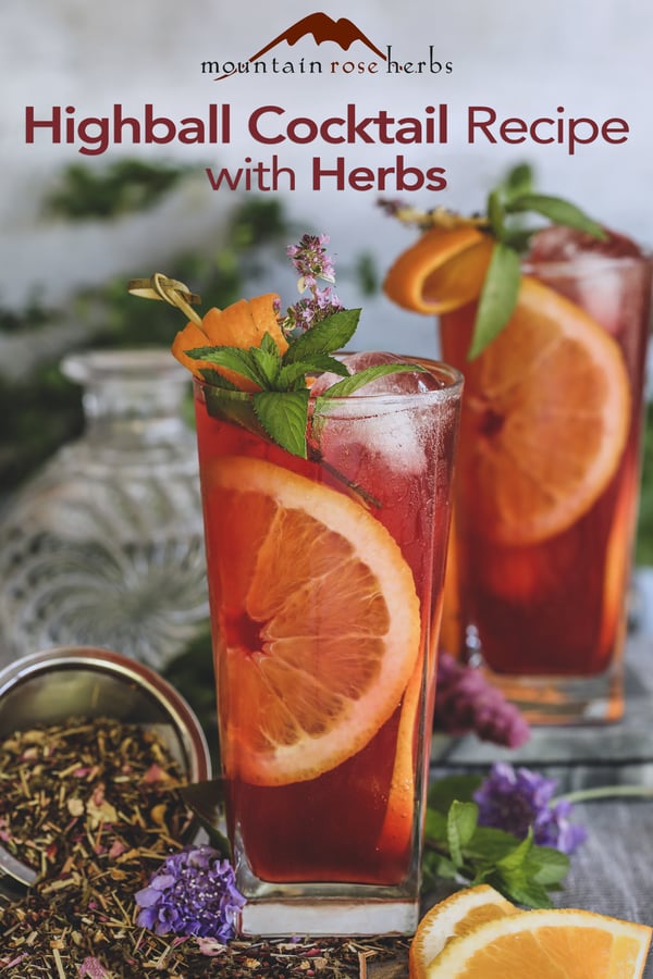 Summer Cocktail: A Refreshing Herbal Highbal Pinterest pin for Mountain Rose Herbs