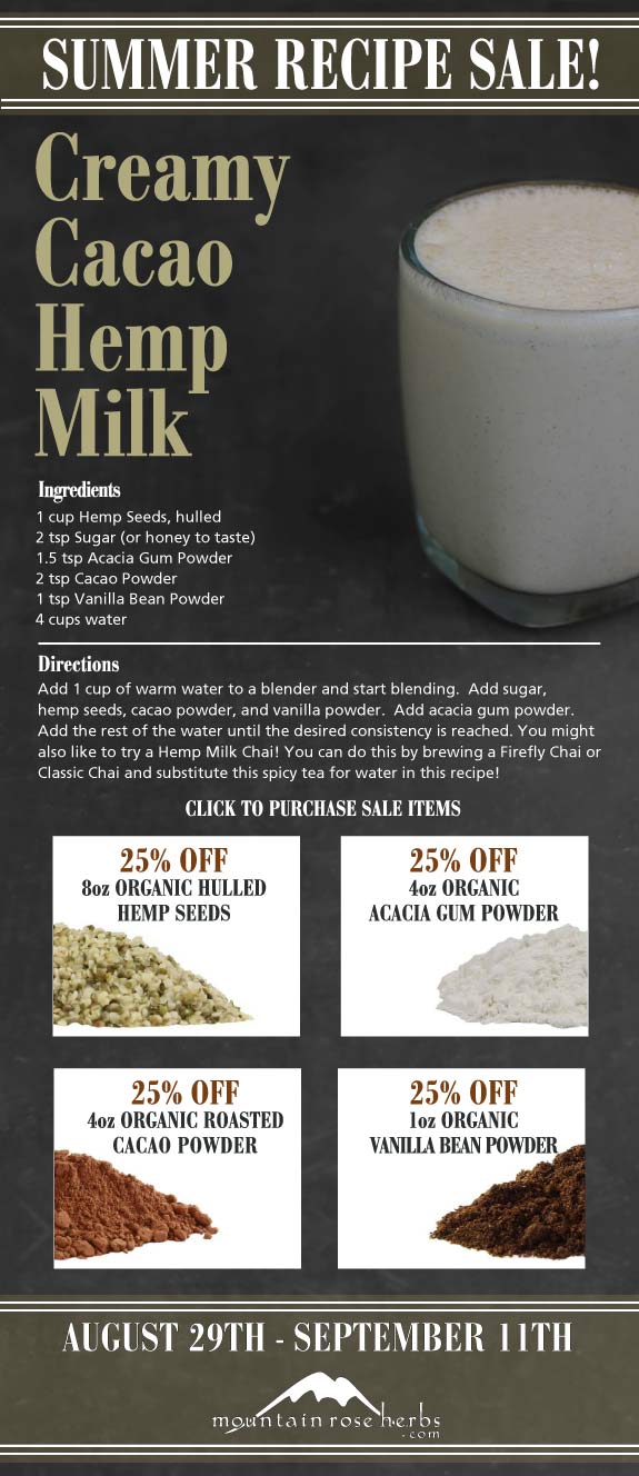 Summer Recipe Sale - 25% off Cacao Hemp Milk
