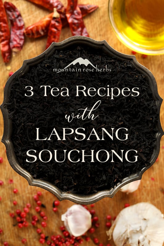 Lapsang souchong is a smoked black tea that can be used in culinary recipes like infused cooking oil or simple syrup. Black tea pairs well with warming, earthy flavors like black pepper, garlic, and chilis. 