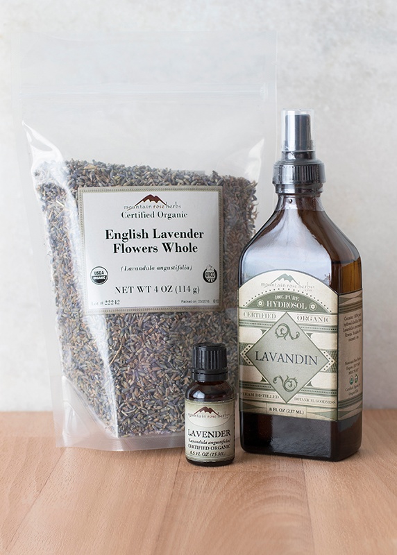 English Lavender Flowers, Lavandin Hydrosol, and Lavender Essential Oil