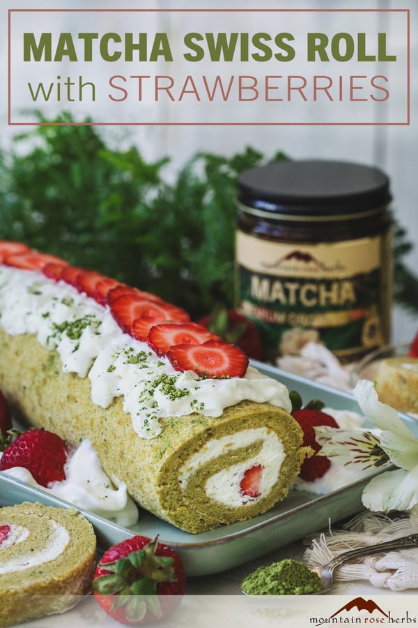 Pinterest image for Matcha Swiss Roll