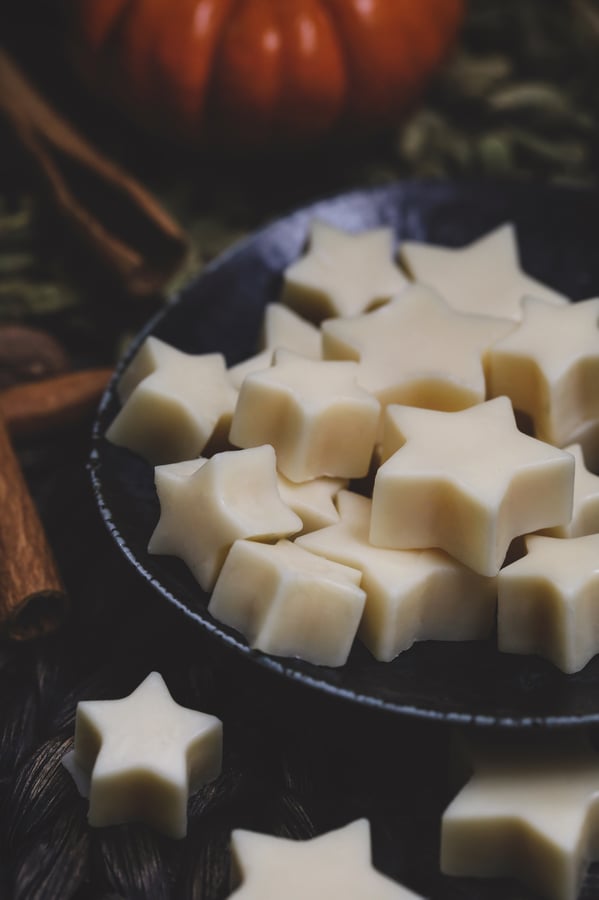 Wax melts in a star shape. 