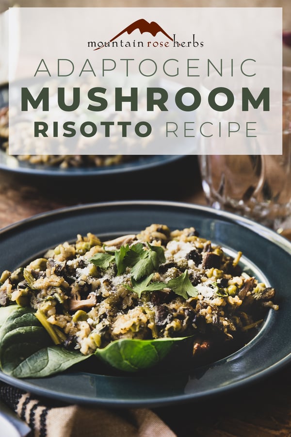 Pinterest photo for mushroom risotto recipe. 