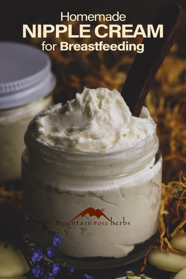 Organic Nipple Cream for Breastfeeding Pinterest pin for Mountain Rose Herbs.