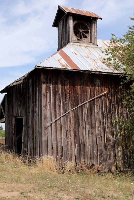 Old barn building that once functioned as a hop drying house. 