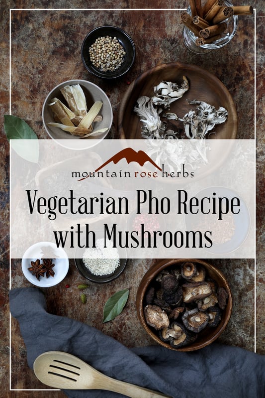 Pin for Vegetarian Pho Recipe with Mushrooms.