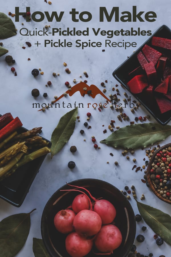 Pinterest Image for How to make Quick-Pickled Vegetables + Spice Blend