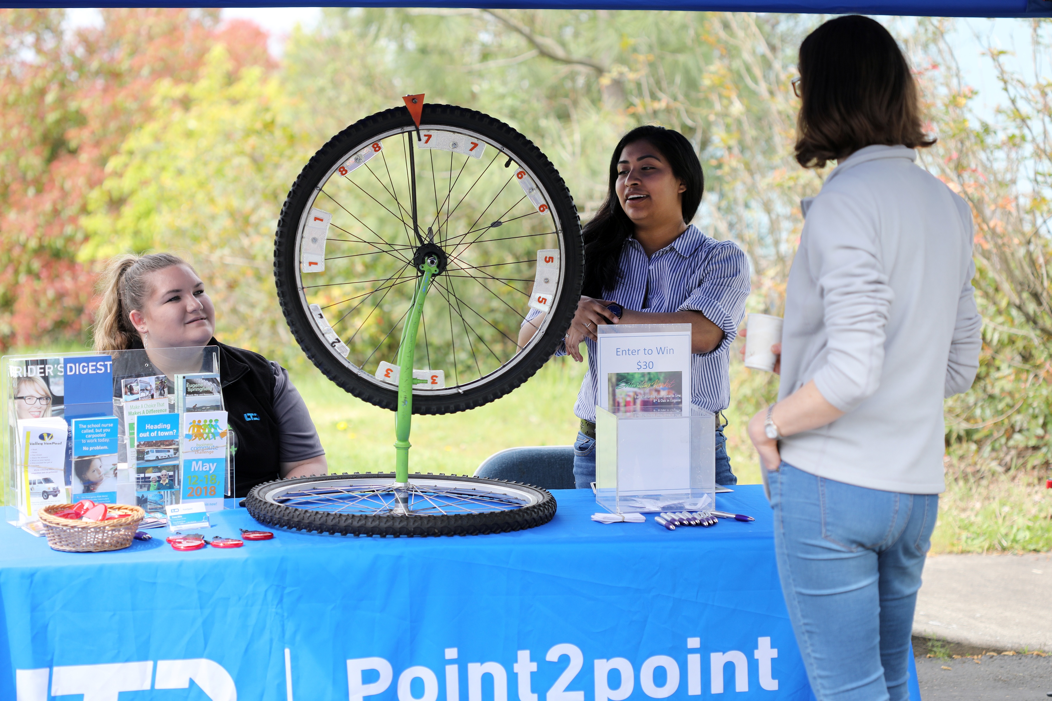 Lane Transit District booth educates MRH employees on alternate modes of transportation