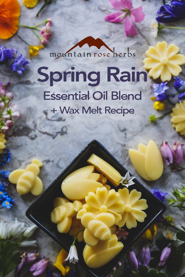 Pinterest photo to Spring Rain Essential Oil Blend and Wax Melt Recipe