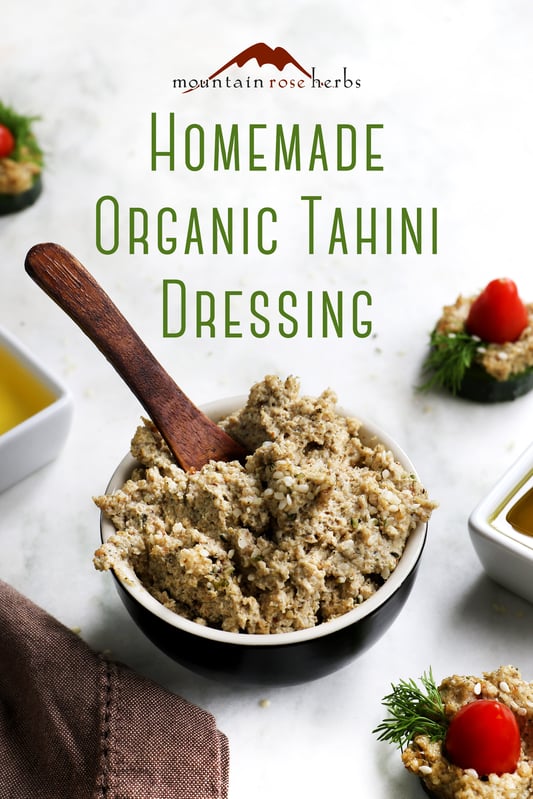 A bowl of diy organic tahini spread made with hemp seeds, sesame seeds, pumpkin seed oil, and sesame seed oil.