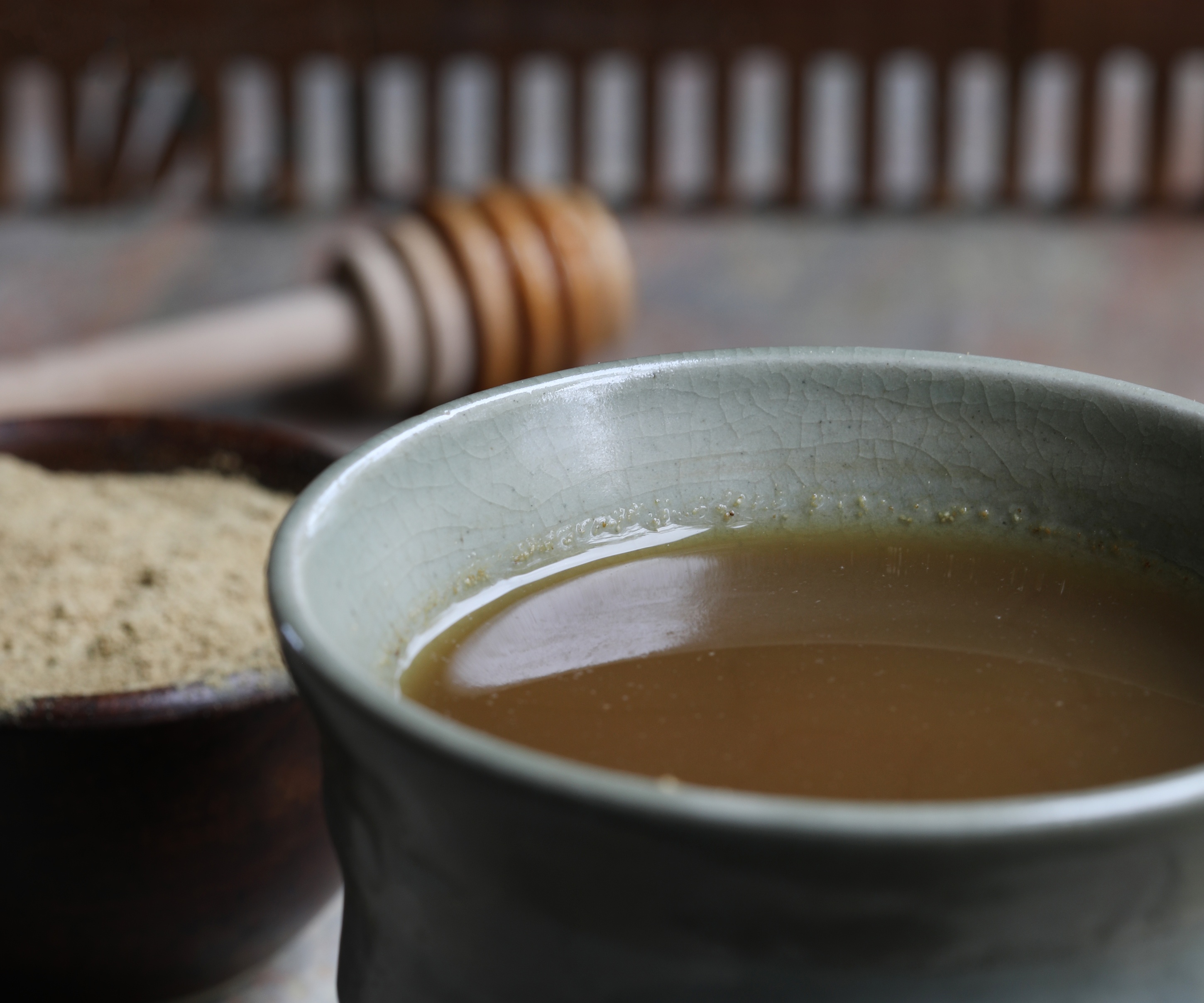 Ceramic mug filled with triphala water