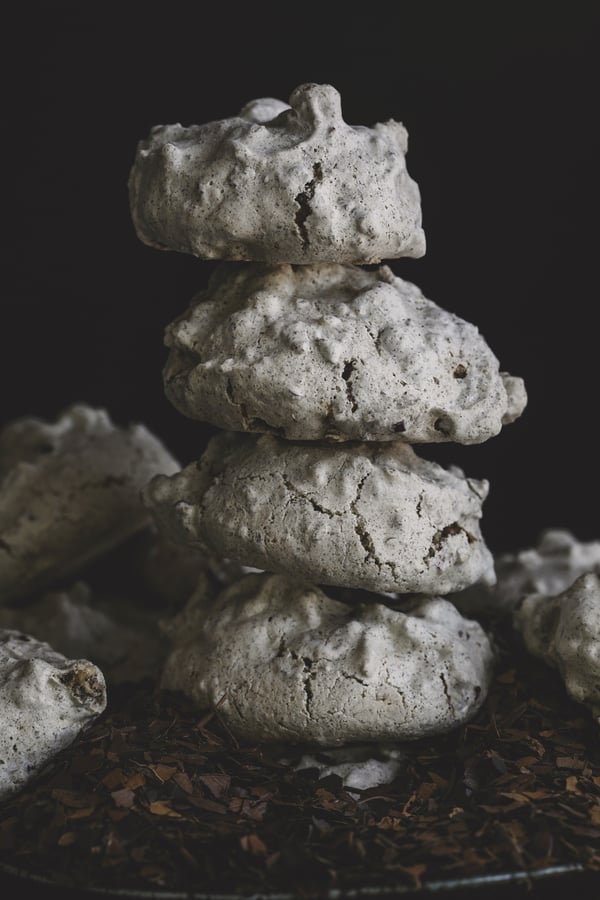 A stack of Forgotten Cookies made with yaupon tea