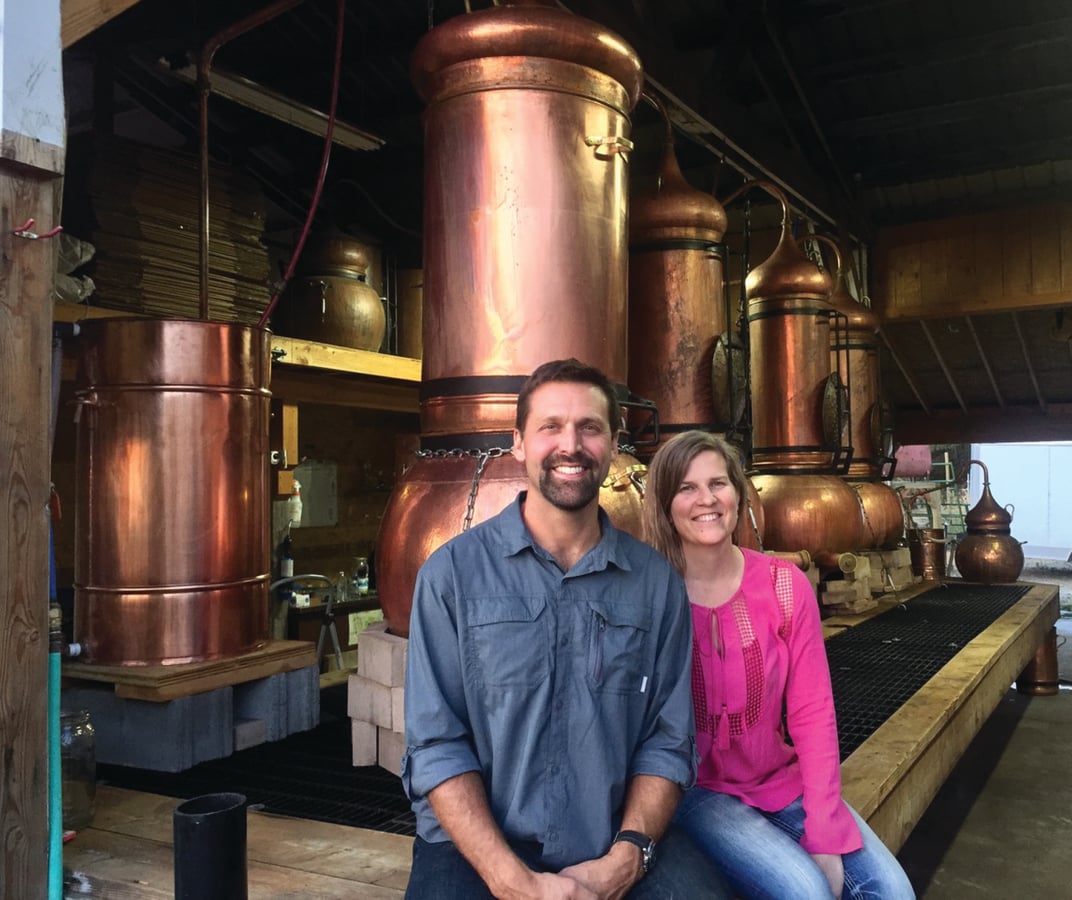 Our organic hydrosol distillers sitting near their copper stills